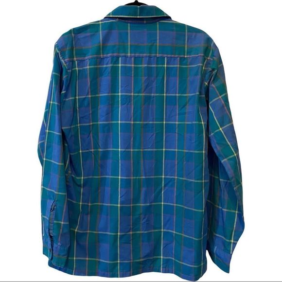 Givenchy pastel blue plaid long sleeve button front polyester/cotton shirt large - Picture 6 of 6